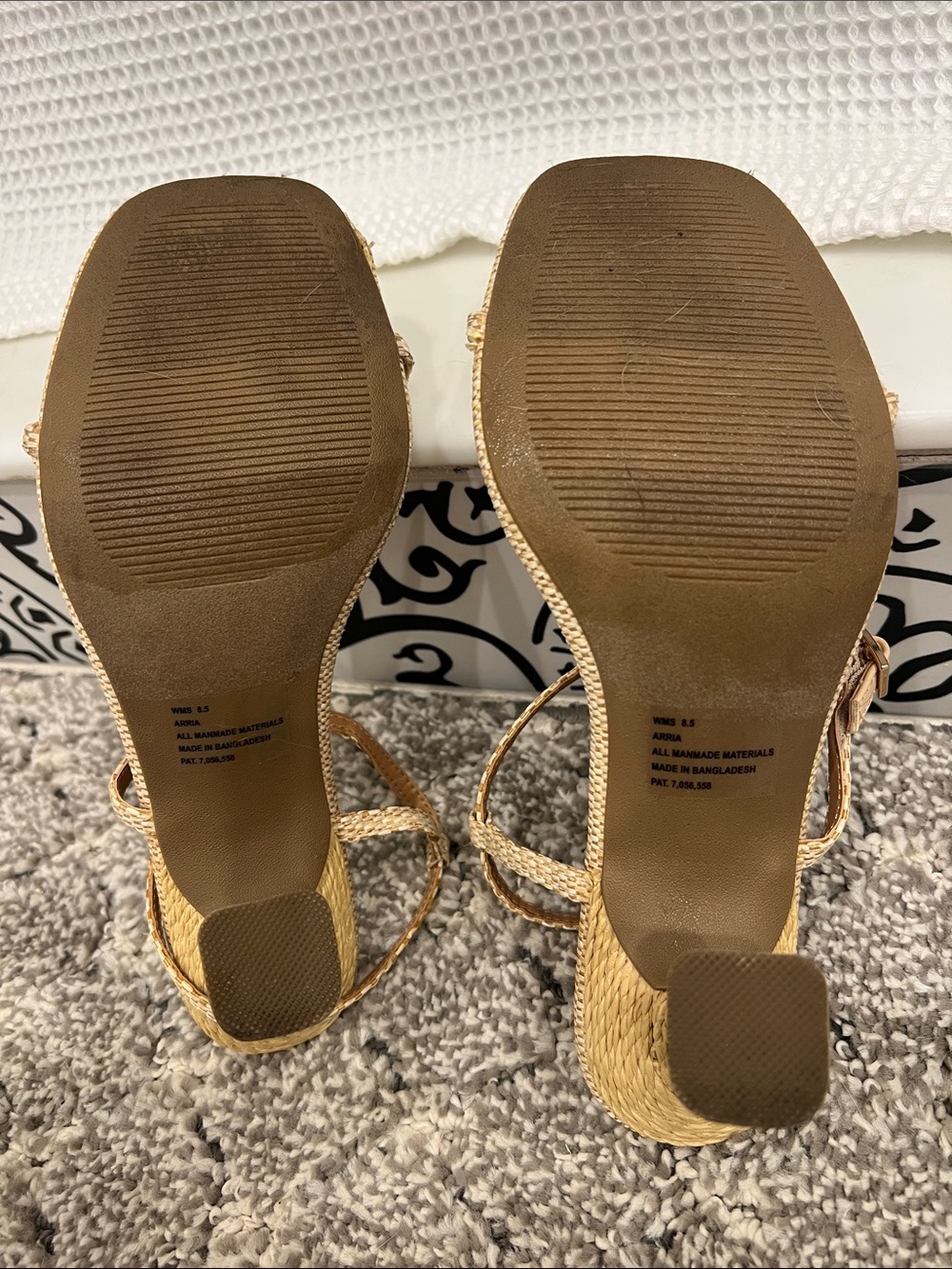 Dolce Vita Beige Woven Strappy Sandals with Gold Accent - Picture 6 of 6